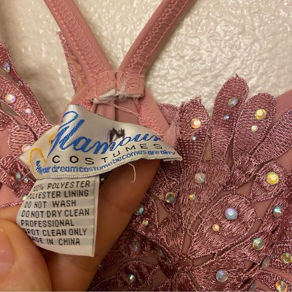 Glamour solo dance costume pink mauve lyrical rhinestone chiffon dress LC child - Picture 4 of 8